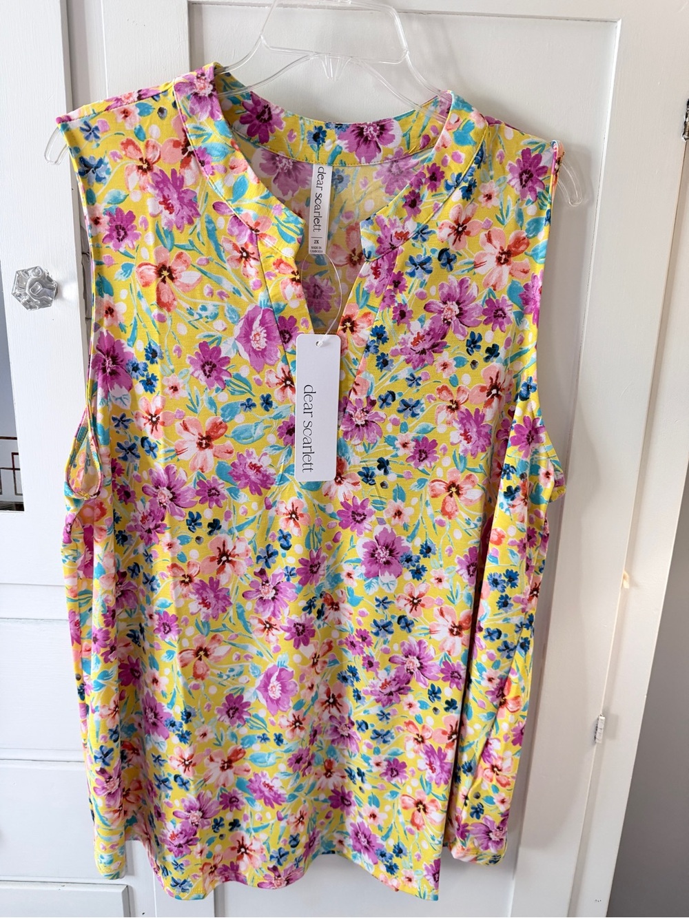 dear scarlett Yellow Floral Sleeveless Tunic